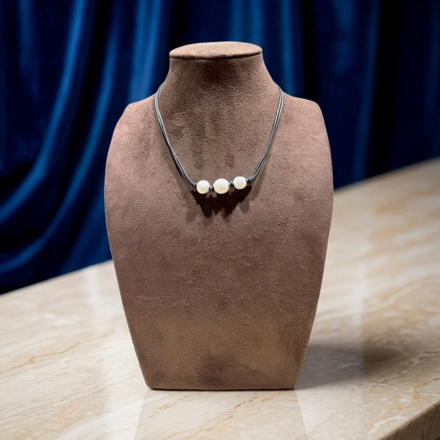 leather and pearl necklace