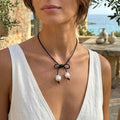 Leather and pearl necklace