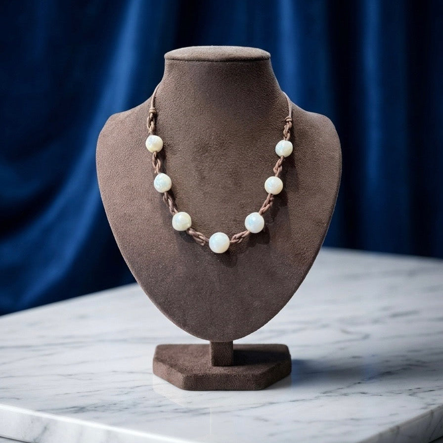 Leather and pearl Necklace