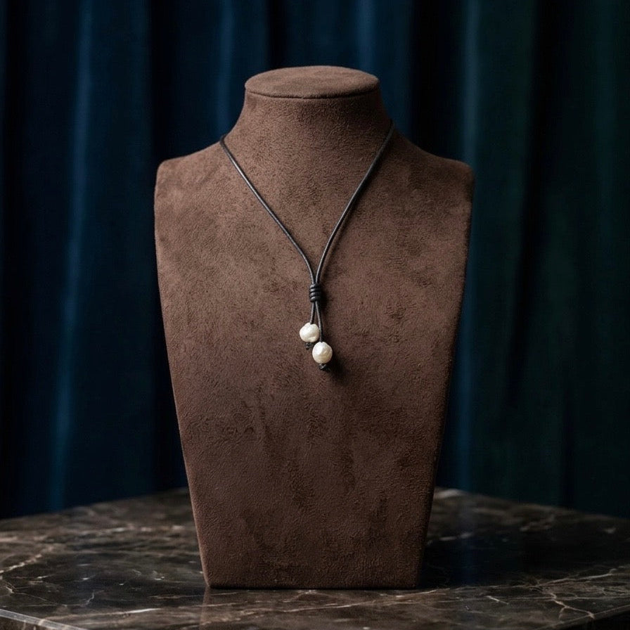 leather and pearl necklace